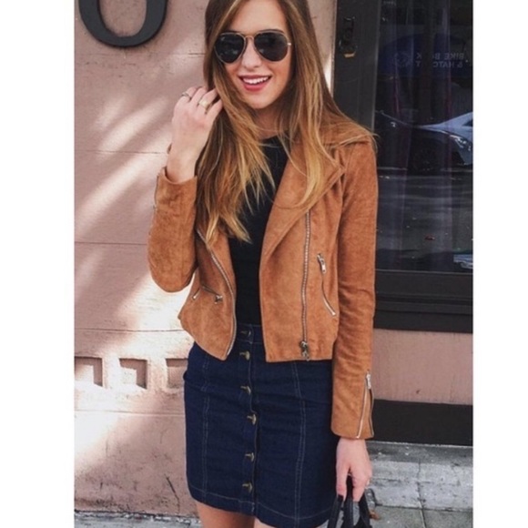 GAP Jackets & Blazers - Gap tan faux suede moto bomber jacket